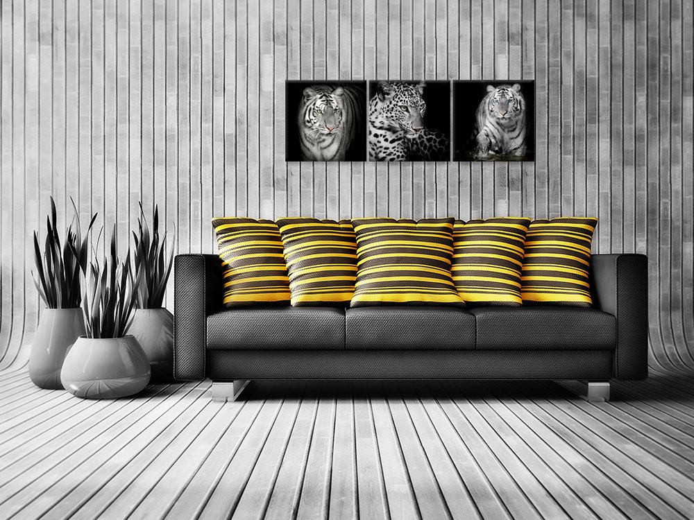 Lot De 3 Affiches Sur Toile Motif Léopard, Tendance, Avec 8 Bals, Décoration Murale Esthétique Pour Chambre De Fille, Appartement, Dortoir, 40,6 X 61 Cm, Sans Cadre