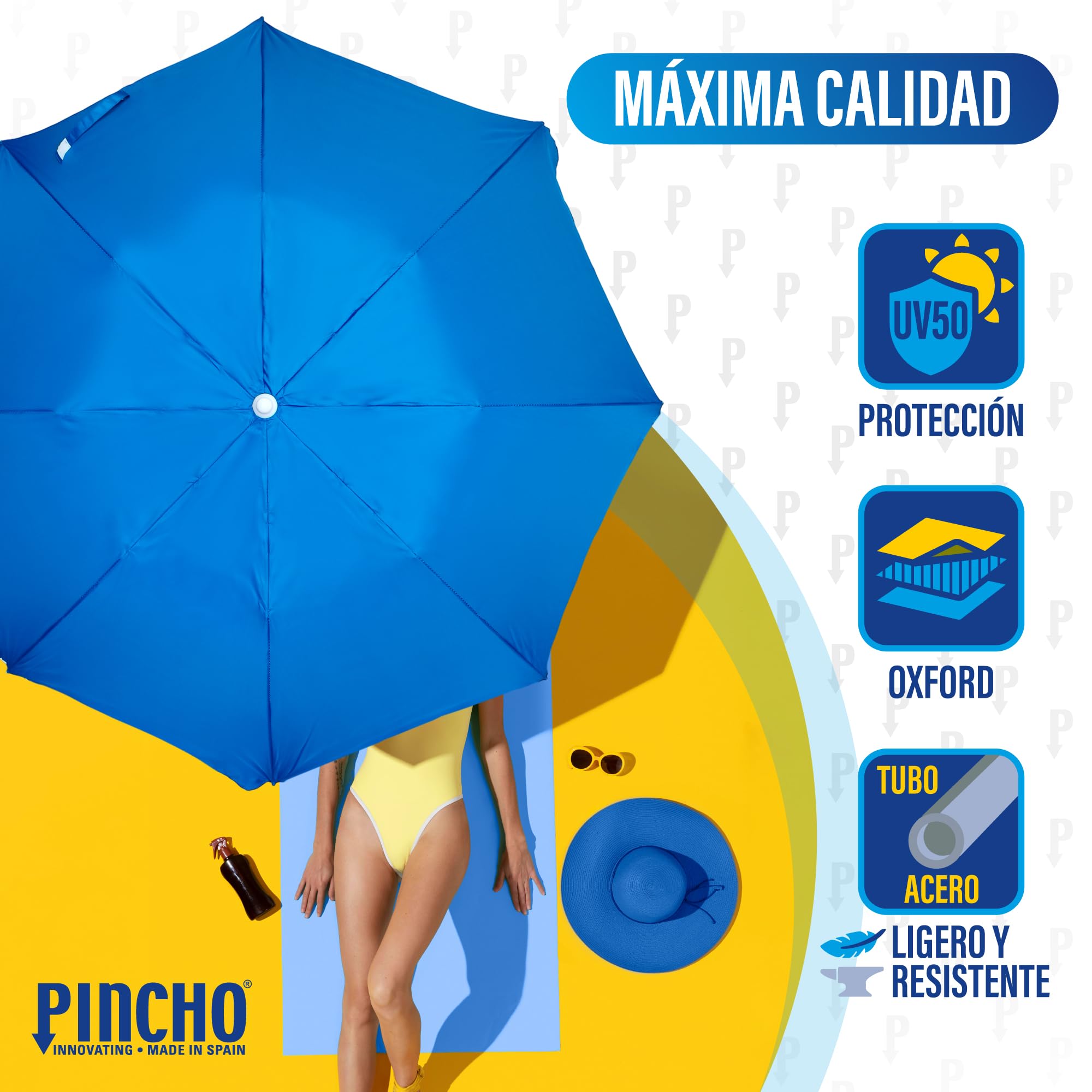 Pincho Sombrilla Playa Mochila Plegable 180CM UV50+, Ultraligera 1,5kg, Ideal para Moto, Bicicleta y Camping, Parasol Resistente al Viento con Varillas de Acero y Bolsa de Transporte