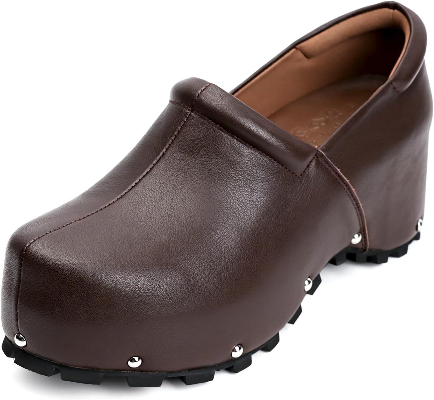 XOBZJH Women's Calf Hair Print Waterproof Non-Slip Platform Professional Clogs & Mules with Arch Support–Nursing Shoes for Standing All Day