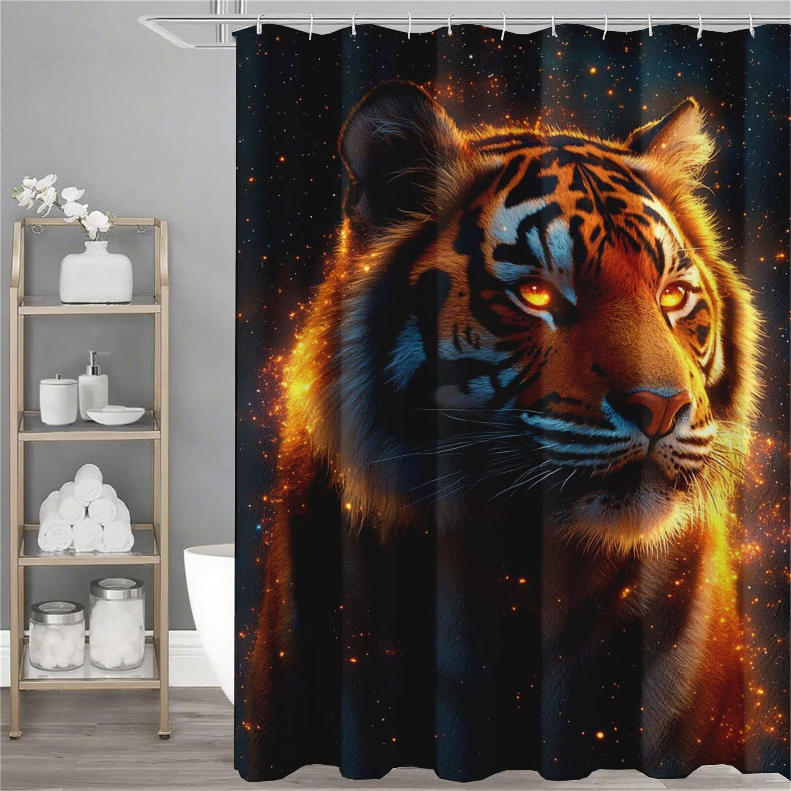 Rideau de douche tigre fantaisie 150x180 cm imperméable pour déco salle de bain