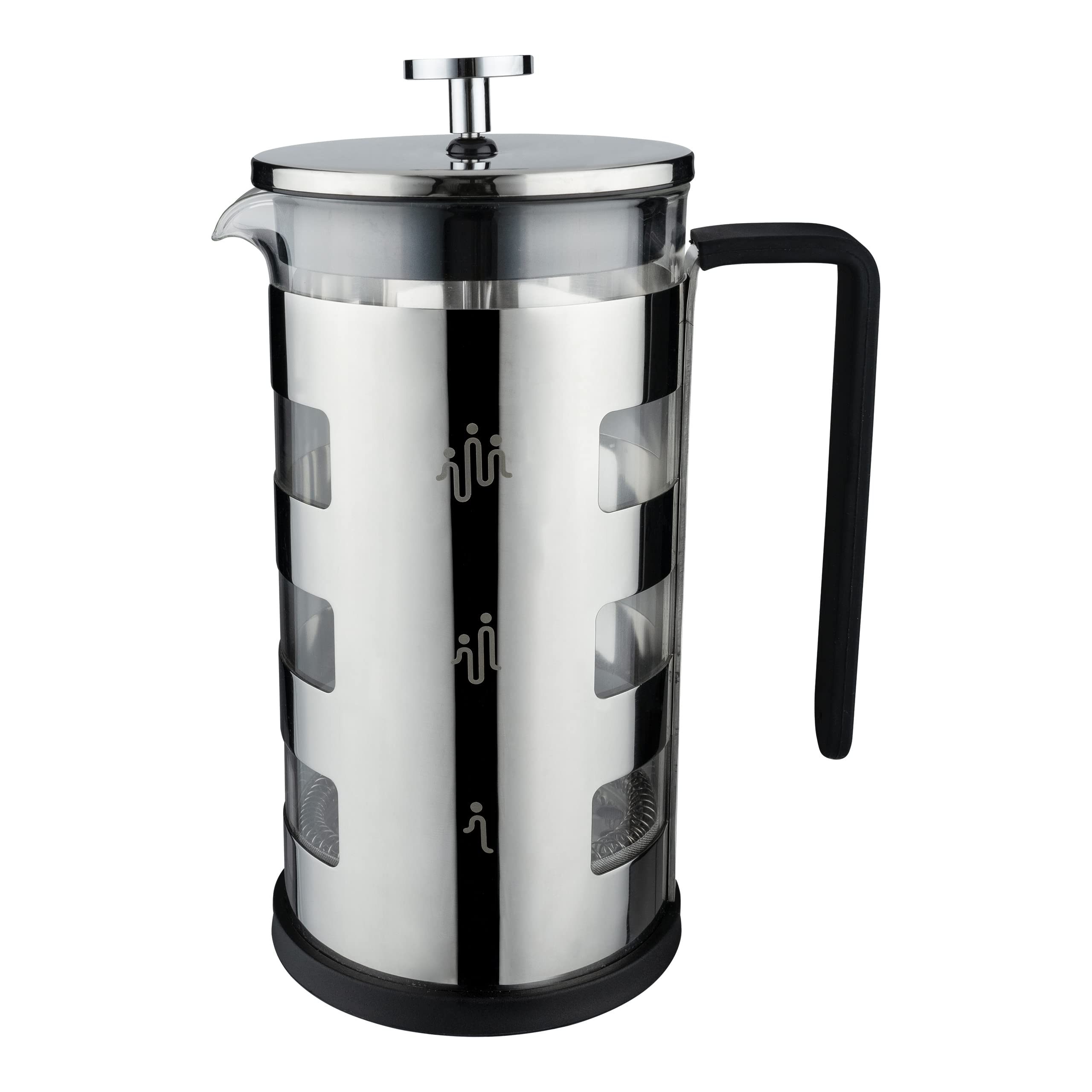 Café Olé Plata Fm-03C Amico Cafetera De Prensa Francesa Cafetière De 350 Ml, 3 Tazas (1 Taza), Plateada
