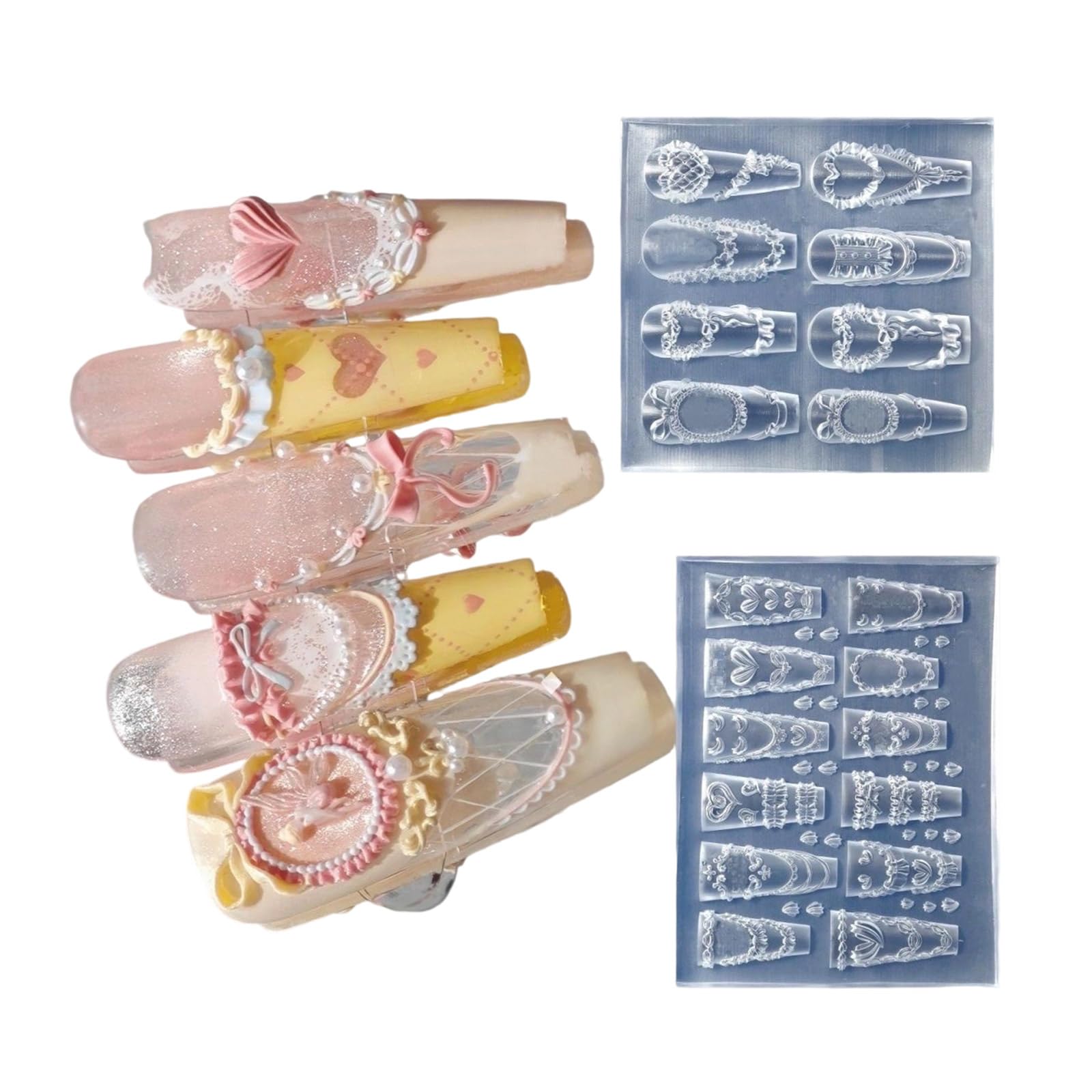 Zeizafa Cream Nails Art Silicone Mold Lace Shape Manicure Training Tool Professional Manicure Supplies For Various Occasion