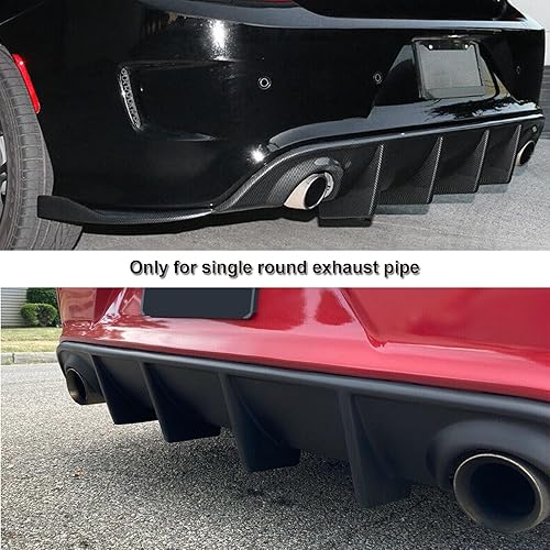 Miniatura 3 de Difusor de parachoques trasero compatible con Dodge Charger SRT 2015-2022, cenefa divisora de cuerpo trasero para punta de escape redonda, color