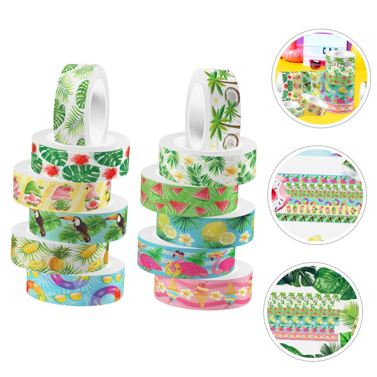 SEWACC 60rollos Cinta Washi Para Scrapbooking De Cinta Color Verde y Estampados Para Manualidades y Decoración De