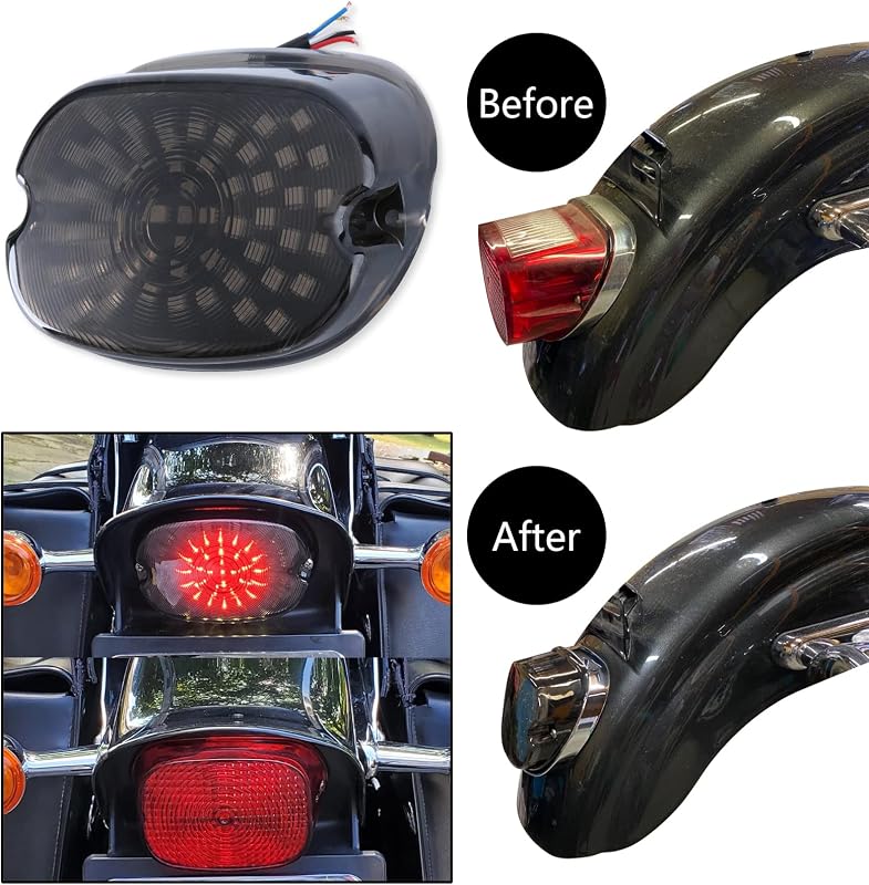 JMTBNO Motorkerékpár LED Hátsó Lámpa Irányjelzővel Féklámpa Füstszínű Lencse Harley Sportster Dyna Road King