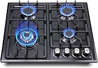 Vista 1 de FORIMO Placa de cocina de gas de 22 pulgadas, estufa de gas integrada de 4 quemadores de acero inoxidable con kit de conversión de GN/LPG