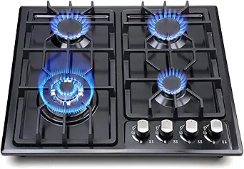 FORIMO Gas Cooktop 22Inch,Built in Gas Cooktop 4 Burners Stainless Steel Stove with NG/LPG Conversion Kit Thermocouple Protection and Easy to Clean