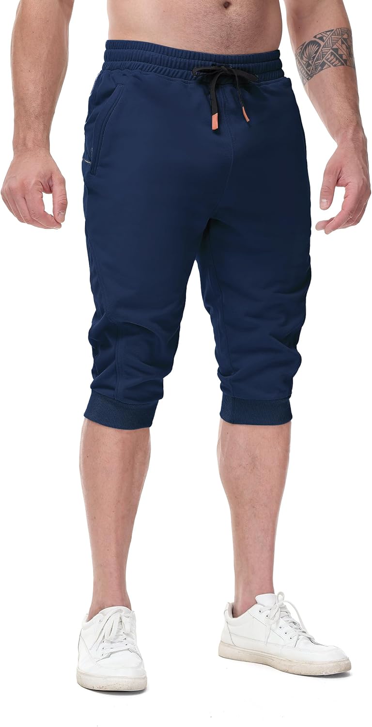 FIRSTGYM Mens Casual Jogger Pants 3/4 Joggers Tapered Fit Workout Gym Training Sweatpants - Image 4