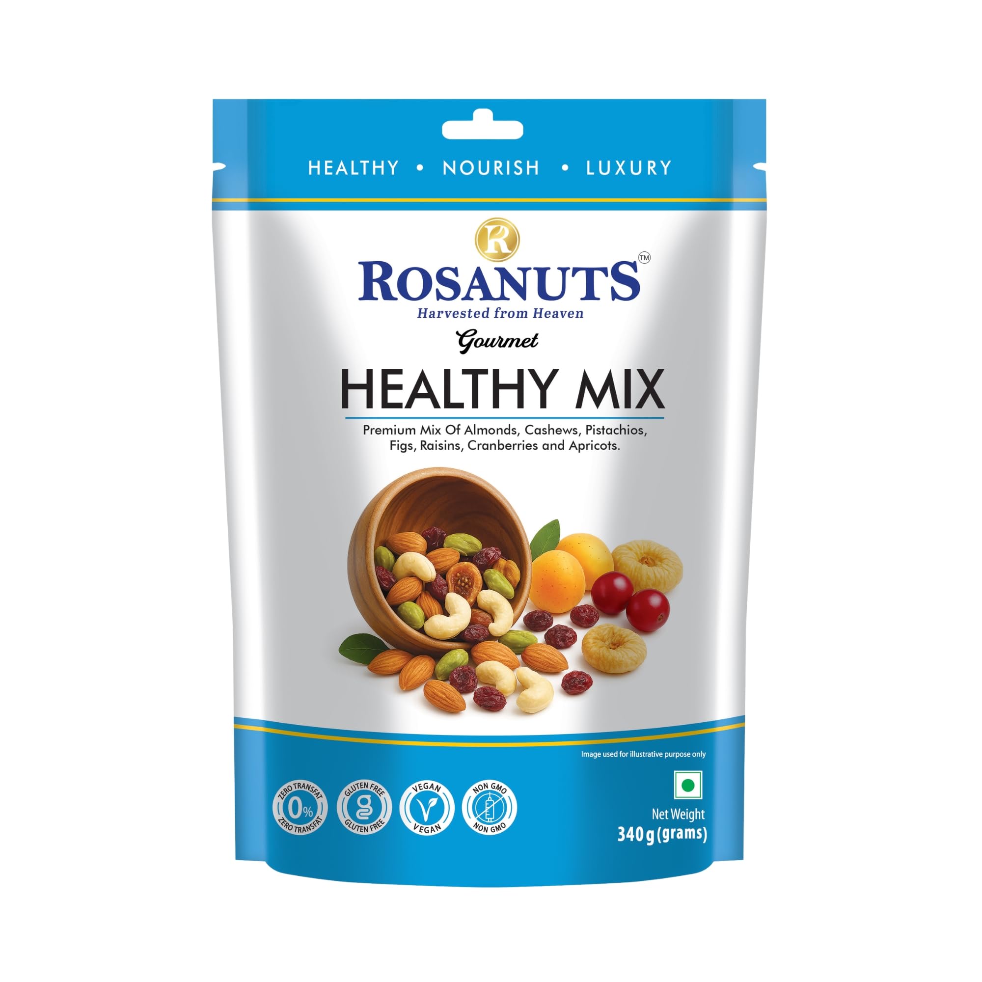 ROSANUTS Healthy Mix 340g | Assorted Nuts Seeds & Dried Fruits | Multicolor Snack Blend for Variety Enjoyment-FBA-image-36