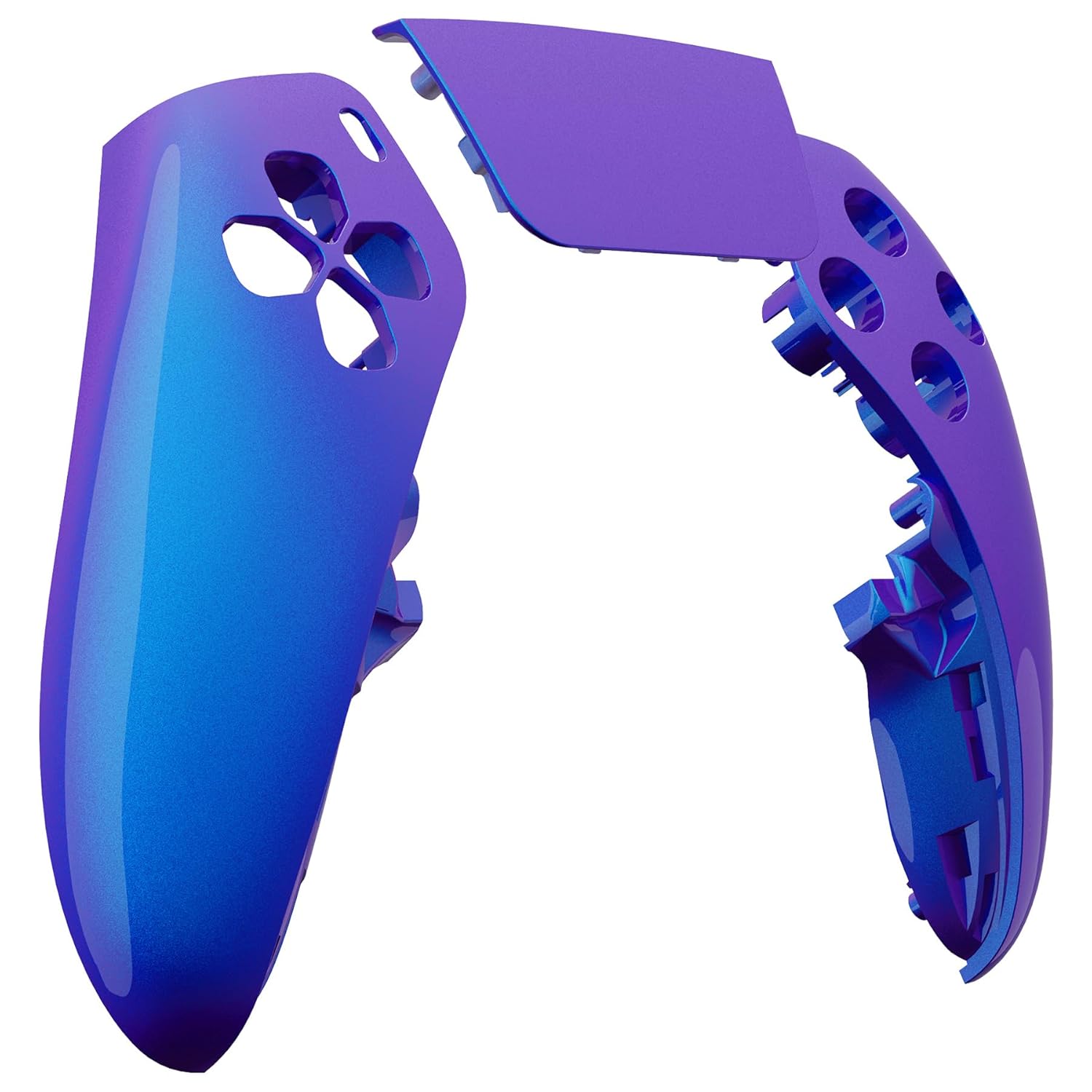 eXtremeRate Left Right Front Top Shell Touchpad Compatible with ps5 Edge Controller, Chameleon Purple Blue Replacement Faceplate Shell Custom Touch Pad Cover Compatible with ps5 Edge Controller