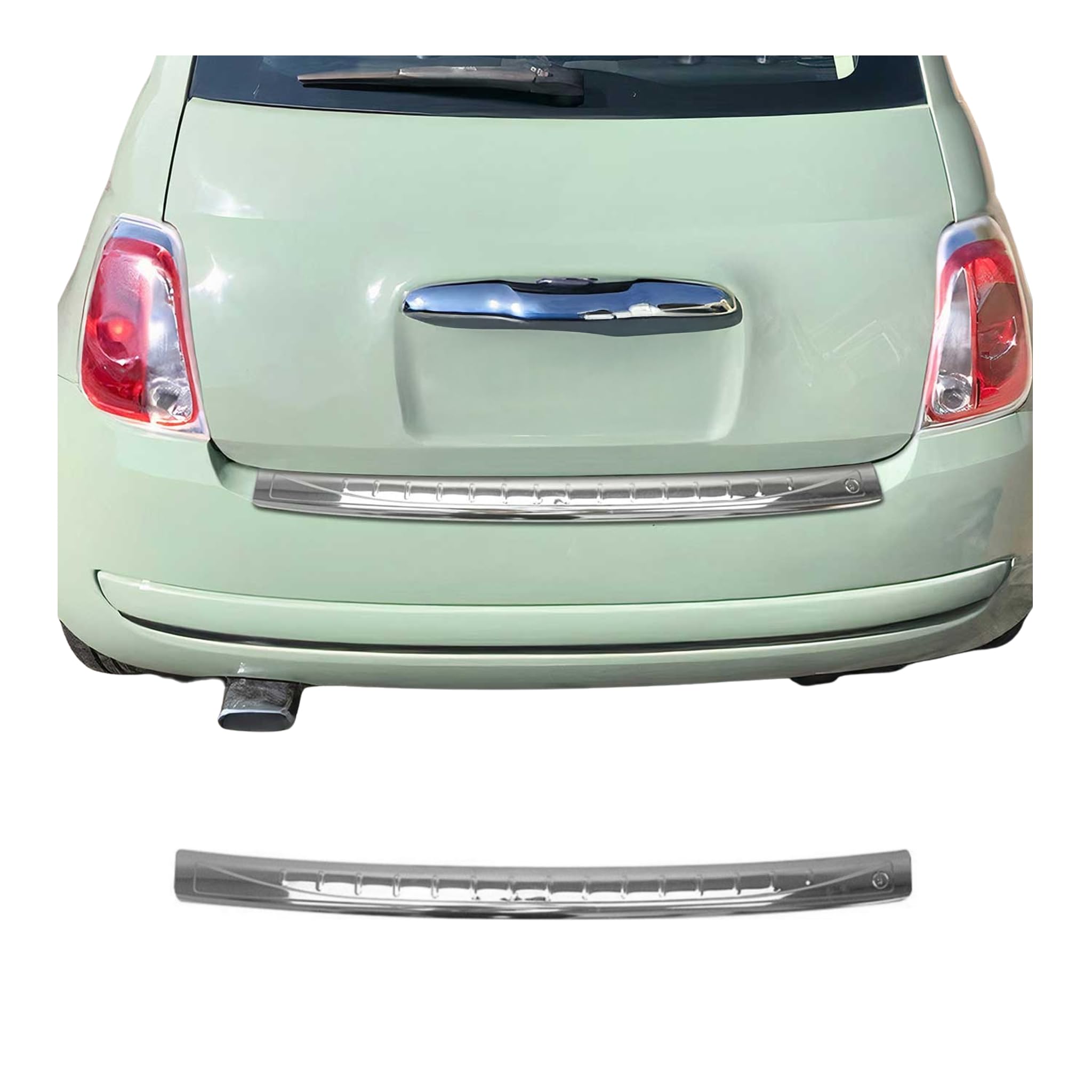 OMAC Rear Bumper Sill Cover Protector Guard for Fiat 500 2009-19 Stainless Steel 1Pc