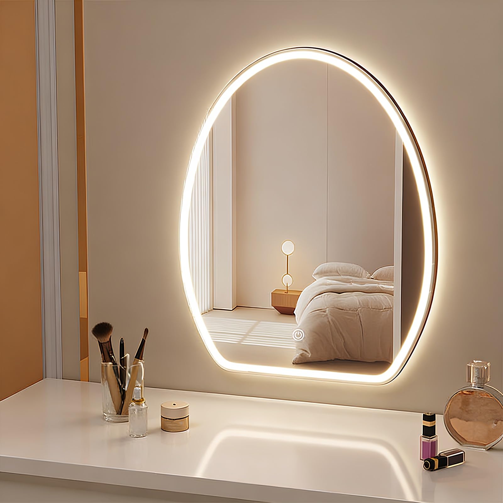 FGXHHS Vanity Mirror for Wall with Lights, Stepless Dimmable 3 Colors, LED Makeup Bathroom ＆ Dressing Room, Shatterproof, Touch Sensor(B,60x80cm/23.6x31.5in)