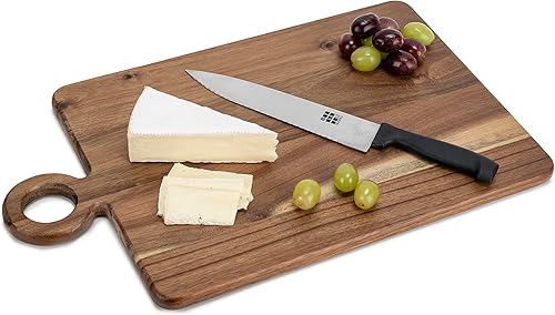 American Atelier Tabla de queso de madera de acacia, tabla de cortar de madera y bandeja para servir con asa para embutidos, carnes, panes y disponible en Yaxa Colombia