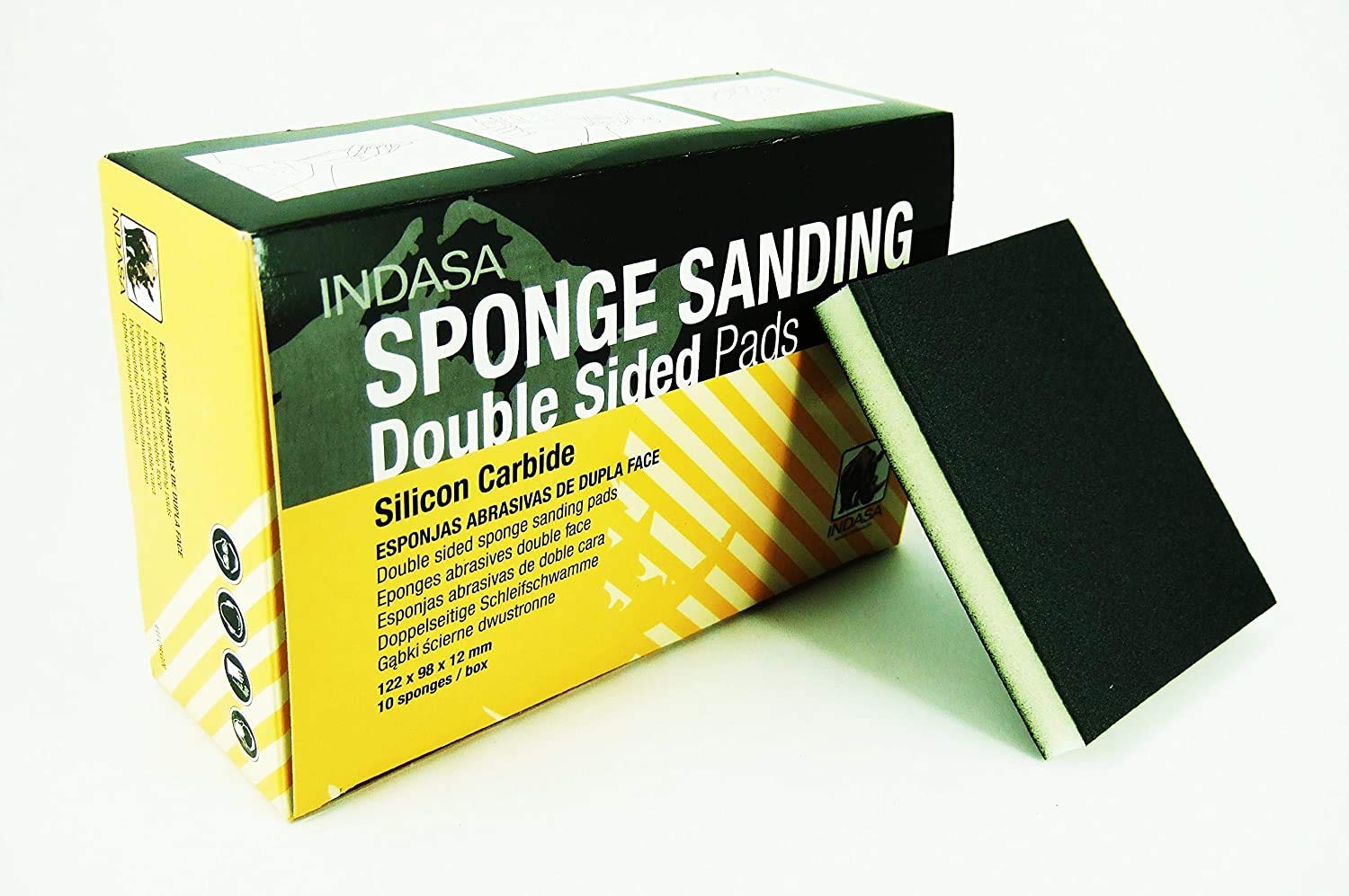 Indasa Abrasive Sponge Pads Pack of 10 - 122 x 98 x 12mm - P240
