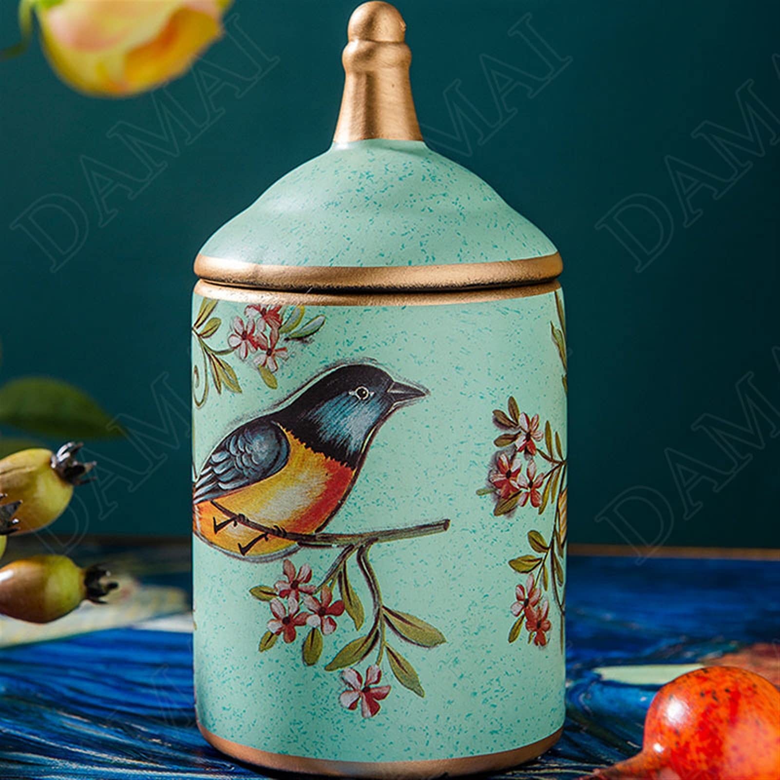 Botes para Alimentos Frascos de cerámica de Aves con Tapa Joyas de Almacenamiento Jar Dulces Tanque Mesa de café Desktop Snacks Organizer Tanques Decoración del hogar Moderno Botes Herméticos