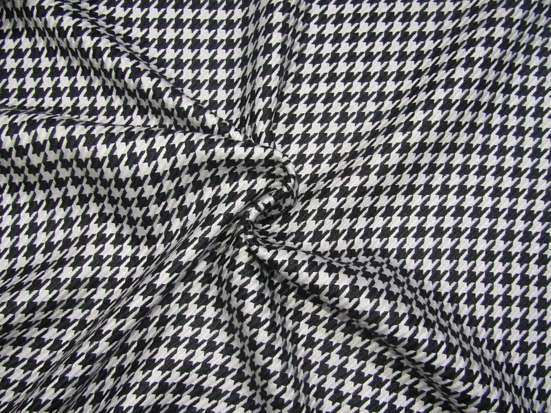 PureSilksWoolen Fabric Hounds Tooth Black and White 58" Wide by The Yard