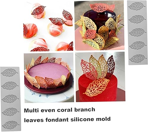 Miniatura 3 de Moldes de chocolate, 5 moldes de fondant de Navidad en forma de hoja, moldes de silicona flexibles antiadherentes para hornear, herramienta de