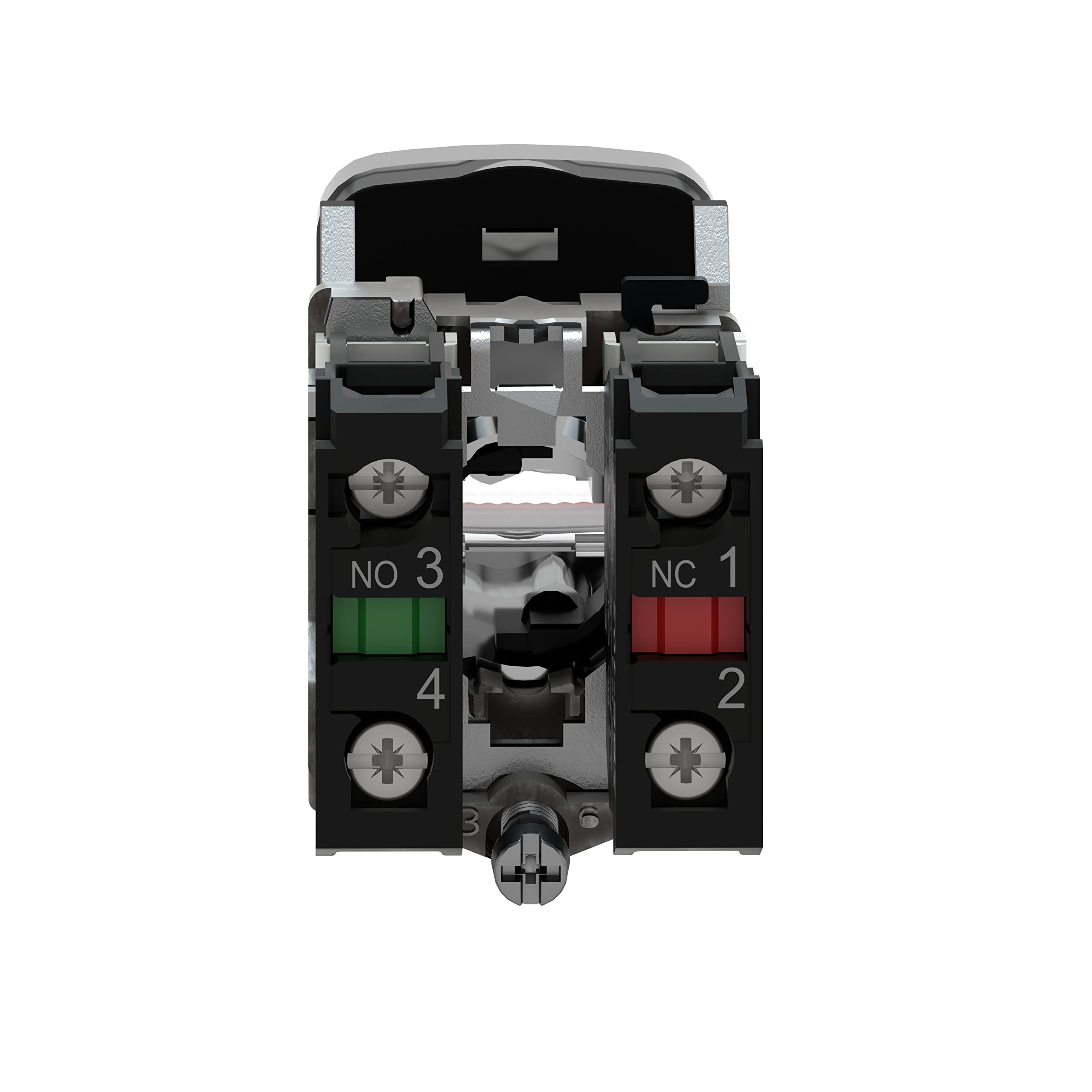 Schneider Electric XB4BW73731B5 Pulsador Diámetro 22, Dos Accionadores, Retorno Resorte, Luz Blanca, 24 V- IP66, Verde y Rojo
