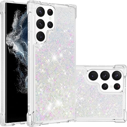 Monwutong LSWT - Funda delgada para Samsung Galaxy S22 Ultra, con efecto de arena movediza líquida con purpurina, silicona suave TPU con lente de