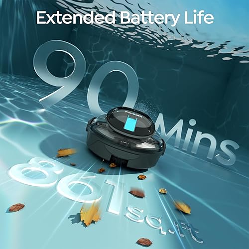 Miniatura 2 de Limpiador robótico TALOSBO S2 para piscinas: filtración de doble capa, tiempo de funcionamiento de 90 minutos, potente aspiradora inalámbrica