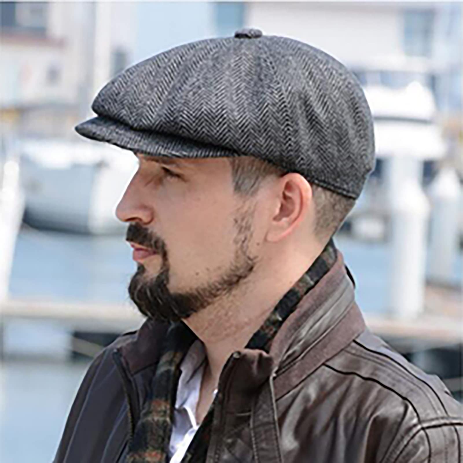 Męska czapka Peaky Blinders Newsboy Jodełka płaska czapka, Beret Hiver Homme, kierowcy piekarz, chłopiec, 8 paneli bluszcz irlandzki czapka, A# Szary, M