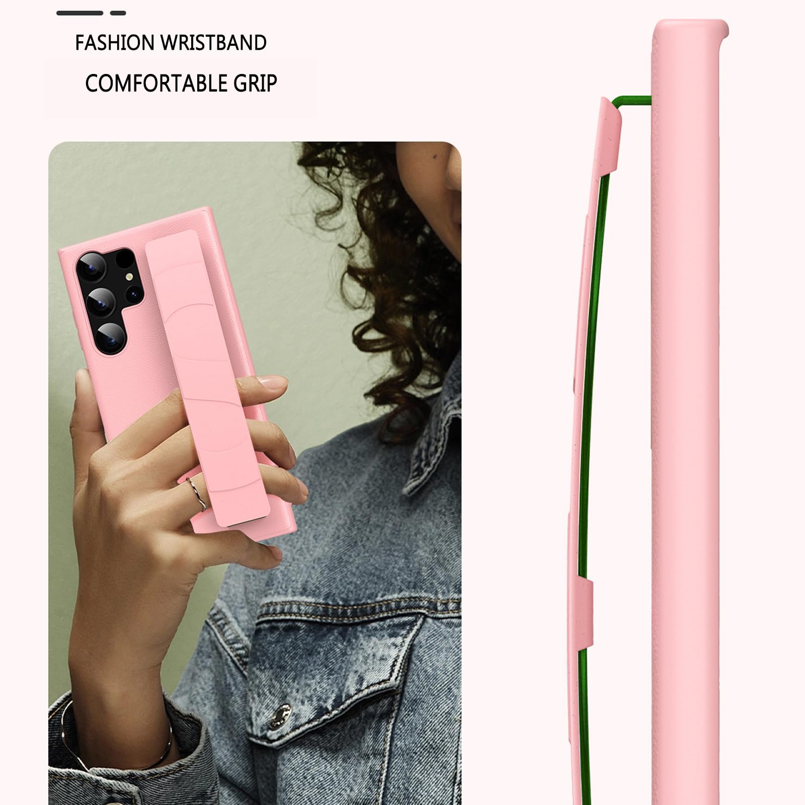 Etui do Samsung Galaxy S23ultra/S23plus/S23, opaska na nadgarstek miękka TPU odporna na wstrząsy ochronna obudowa telefonu dla kobiet dziewcząt, fioletowa, S23 6.1"
