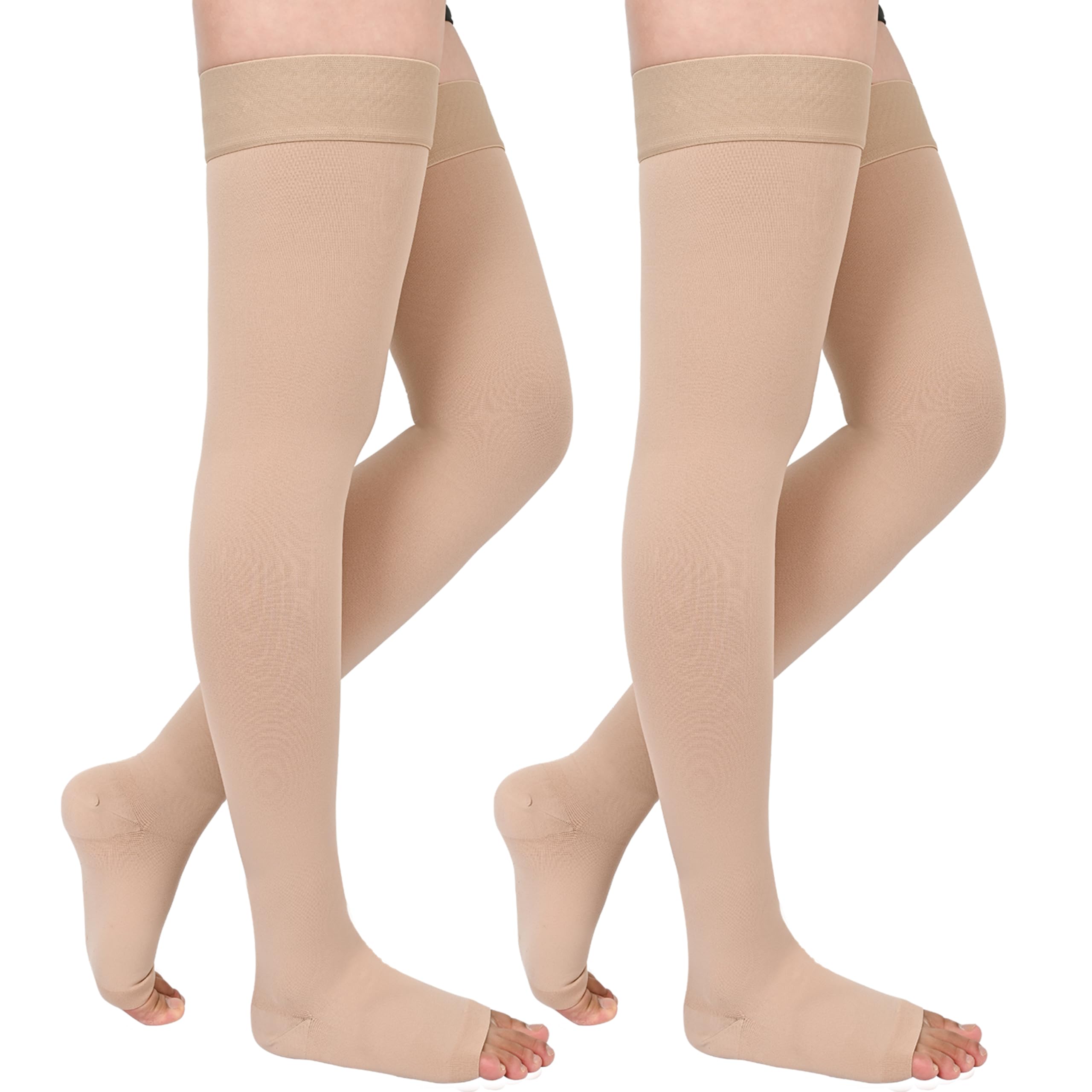 GODORIO 2Pairs 20-30mmHg Thigh High Compression Stockings, Thigh High Compression Socks for Women, Medical Compression Stockings for Varicose Veins,