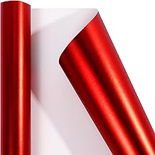 HBell Red Wrapping Paper Roll,43cm*10m Red Metallic Wrapping Paper for Gift Wrap,DIY Crafts,Valentine's Day, Mother's Day,Birthday,Wedding,Baby Shower,Christmas,Festive Decorations