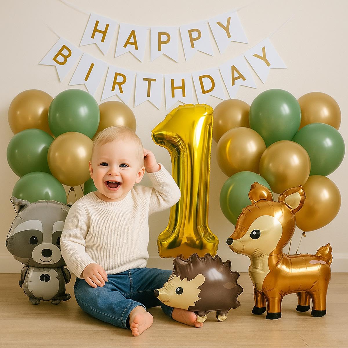 Set Decorazione Compleanno 3 Anni Giungla - 24 Pezzi Con Palloncini Animali E Striscione