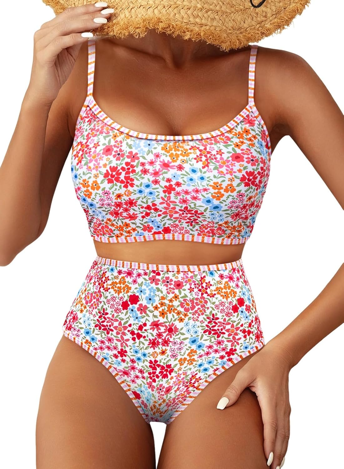 Herseas Women's Floral Print Bikini Sets Two Piece Swim Suits 2026 High Waisted Scoop Bathing Suits