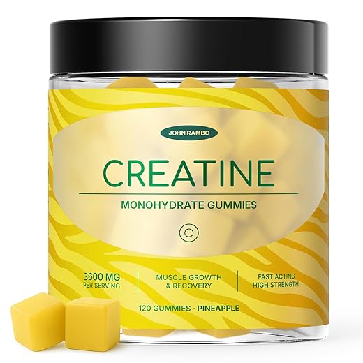 Creatine Monohydrate Gummies – 3600mg Real Creatine Per Serving – Transparent Label, Delicious Pineapple Flavor, Lab-Tested Strength & Endurance Supplement