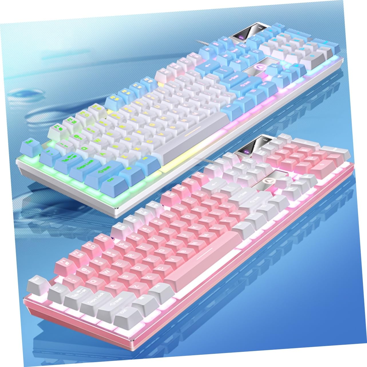 UKCOCO Clavier RGB 104 Touches - Éclairage LED RVB pour Jeux et Bureau - avec Drainage Arrière pour Sécurité Liquide - Ergonomique pour Confort Prolongé - pour Jeux Intensifs et Travail de Bureau