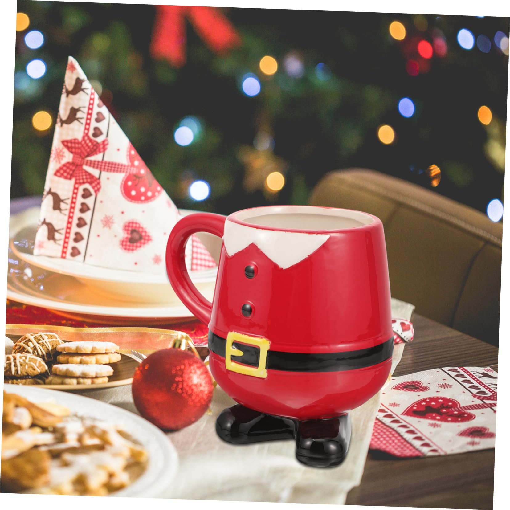 Cabilock Adorable Taza de Cerámica de Papá Noel Taza de Café Navideña Diseño de Muñeco de Nieve Taza Decorativa para Fiesta de Navidad