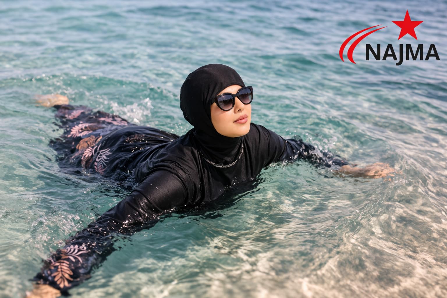 Burkini - Traje de baño modesto de 4 piezas con hijab - traje de baño islámico alto largo largo