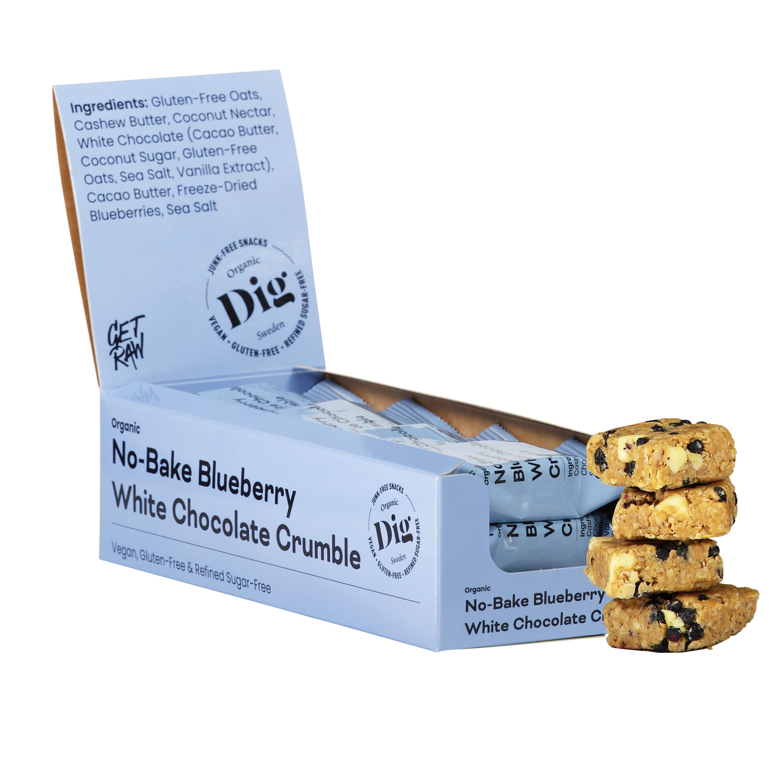 Bio-Haferriegel mit Blaubeeren und weißer Schokolade – Fruchtig, Vegan & Glutenfrei, 12 x 35 g
