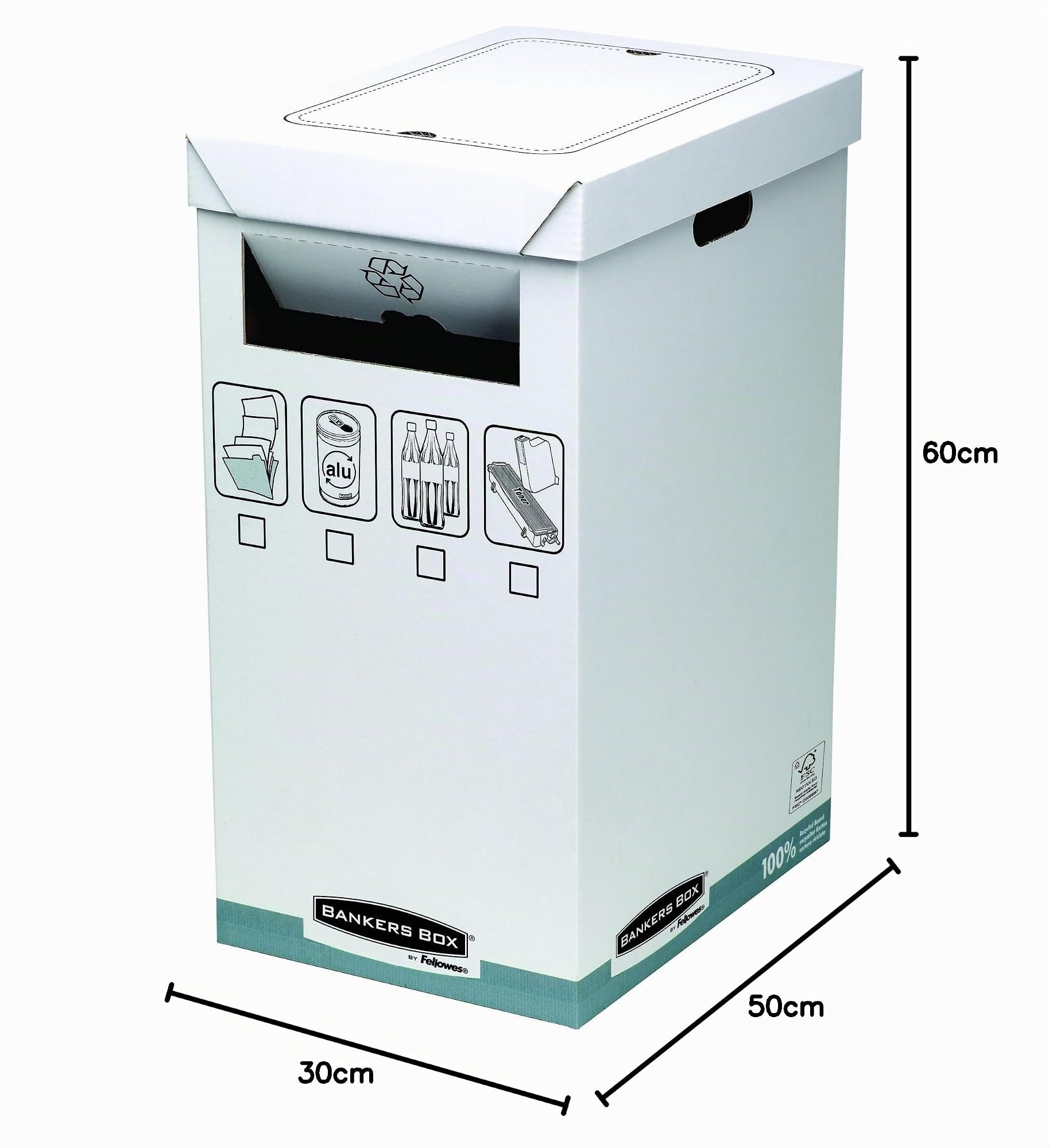 Bankers Box 0193201 Cestino in Cartone per Riciclo System, FSC, Bianco/Grigio, Confezione da 5 pezzi
