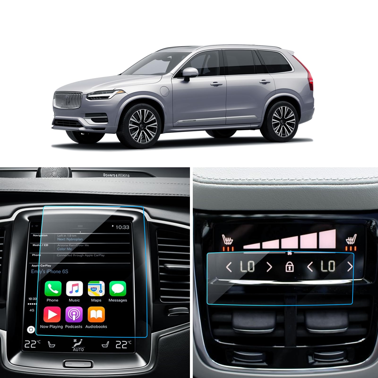 LANTU Volvo xc90 Screen Protector for 2016-2025 Volvo XC40 XC60 XC90 V90 V60 S90 S60 Accessories Navigation & Air Conditioning Touchscreen Protector