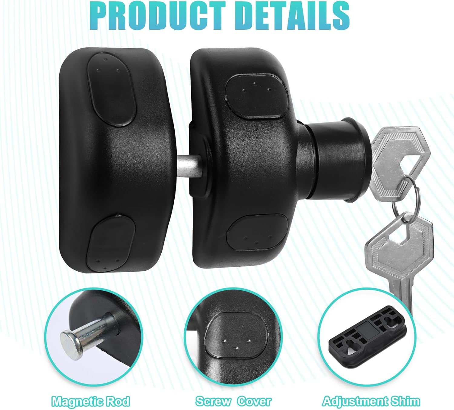 Black Magnetic Gate Latches, Key-Lockable Fences Side Pull, Magnetic Latch for Home, Yard & Garden