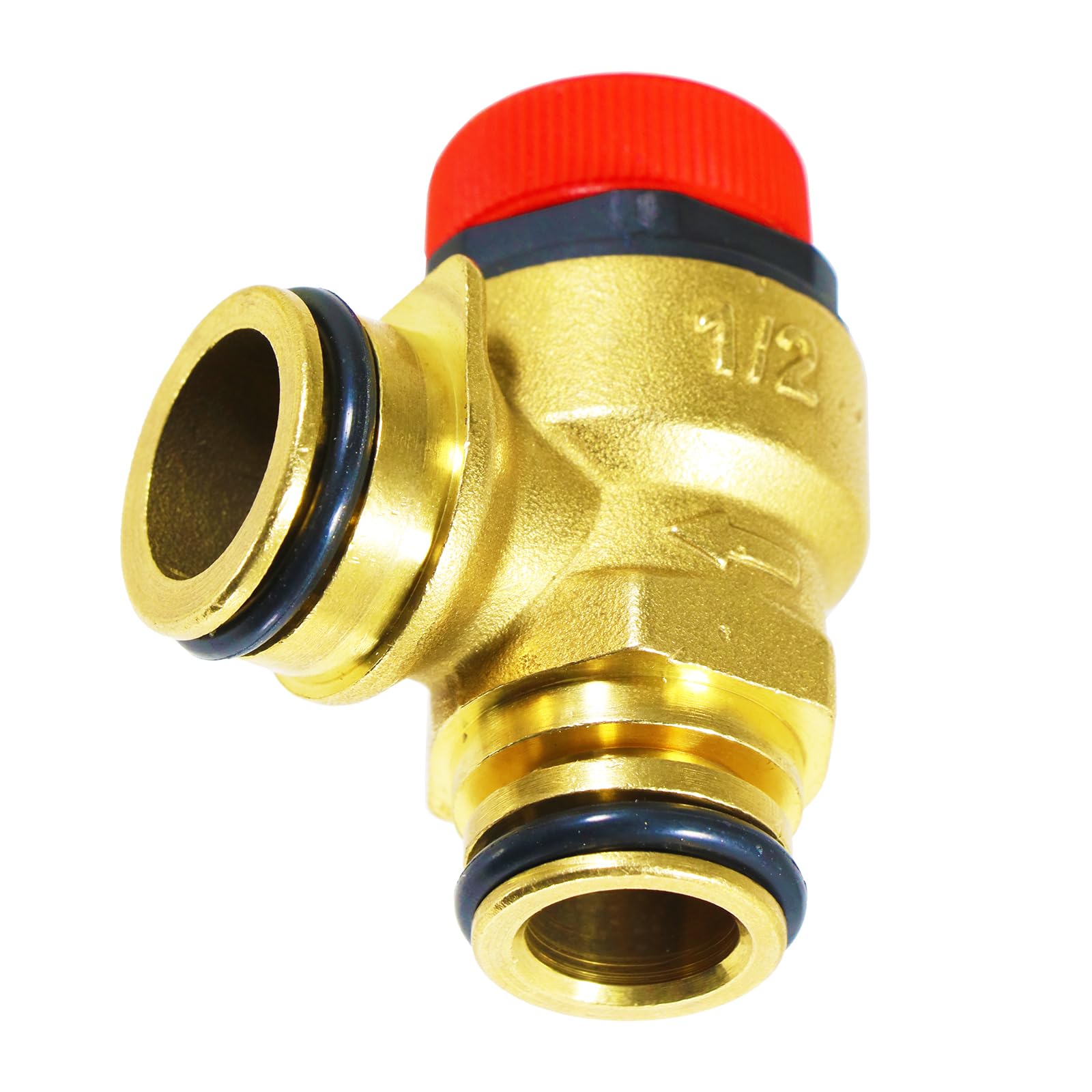 Spares2go Brass / Red Pressure Relief Valve For Worcester Fits Bosch Greenstar Boiler Bar 1/2" Bsp Push Fit Safety Prv Size 3