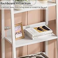 Vista 6 de Furologee Estantería de escalera de 5 niveles en blanco, estantería de escalera con cajón extraíble, organizador de estanterías de almacenamiento