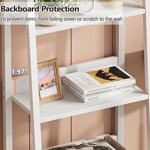 Miniatura 6 de Furologee Estantería de escalera blanca de 4 niveles, estantería de escalera con cajón extraíble, estante de almacenamiento organizador de