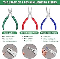 Vista 4 de WORKPRO Juego de Alicates para Joyería, Kit de Herramientas para Hacer Joyas de 3 Piezas - Alicates de Punta Fina/Alicates de Punta Plana, Alicates