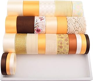 AFANGMQ 24 Piezas/Bolsa, Serie de Colores Amarillos Mixtos, Conjunto de Cinta para Regalos Hechos a Mano de Bricolaje Embalaje de Manualidades y Manualidades, Accesorios de Ado