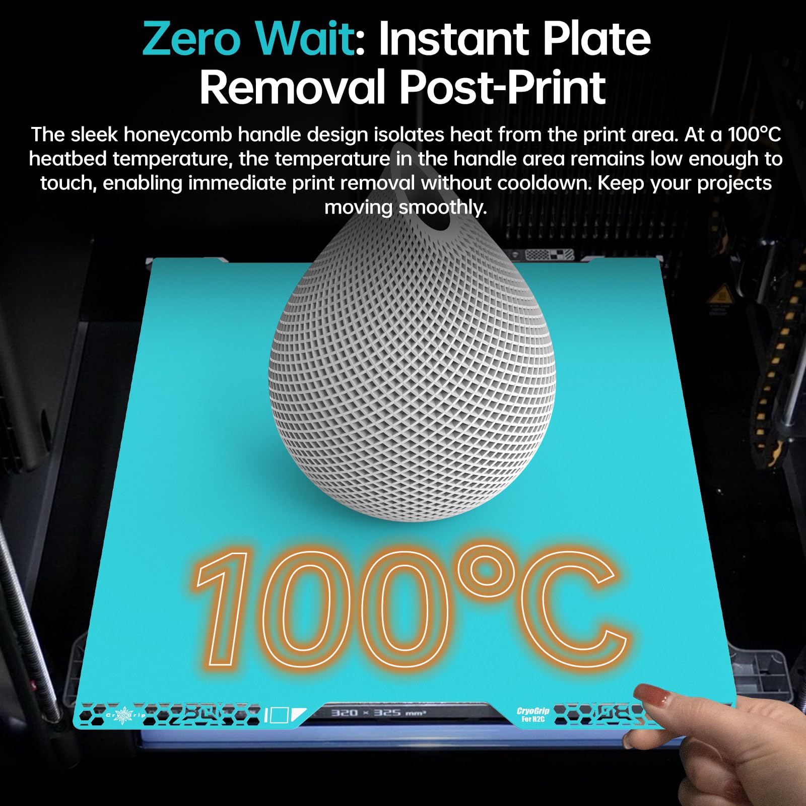 BIQU CryoGrip Pro Glacier Build Plate, Double-Sided, 346 x 355 mm | Druk w niskiej temperaturze do Bambu-Lab H2C 3D Printer Spring Steel Sheet
