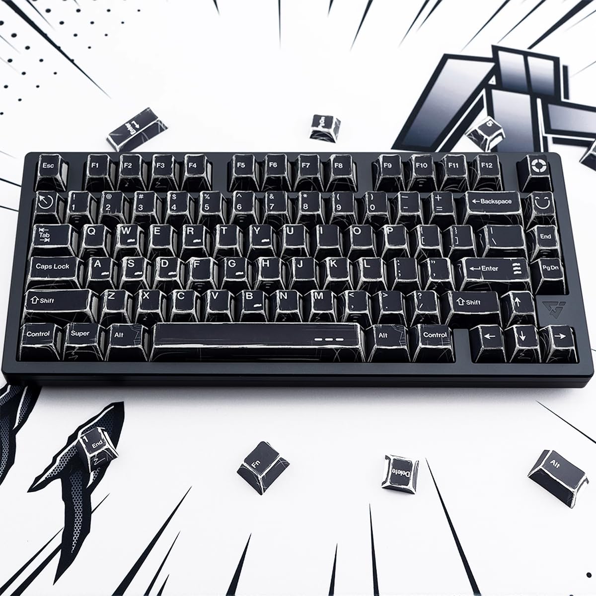 151 klawiszy, retro, manga, PBT Dye Sub Cherry Profile, czarne, zestaw nasadek klawiszy, pasuje do klawiatury 61/65/87/104/108 Cherry Mx, przełączniki mechaniczne