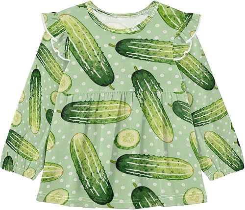 Toddler Girl Long Sleeve Shirt Ruffle Kids Blouse Tops Tee Shirt 18M-5T