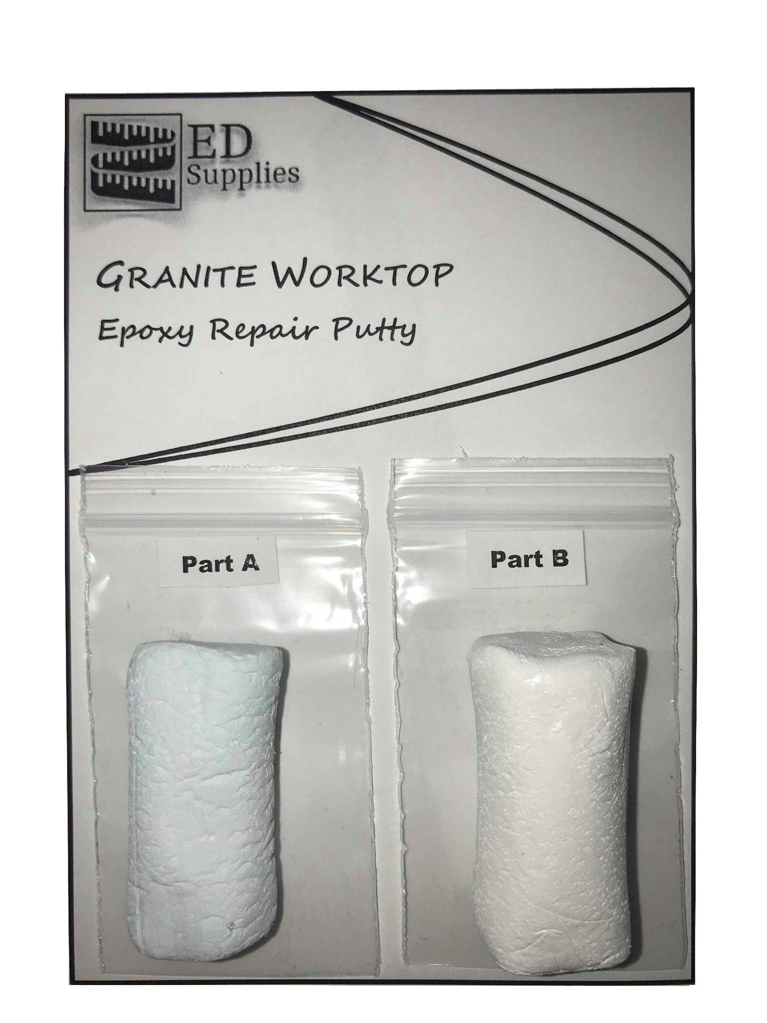 Ed Supplies Light Grey Granite Worktop Epoxy Repair Putty - Repairs Chips, Cracks & Defects. 38G (Light Grey)