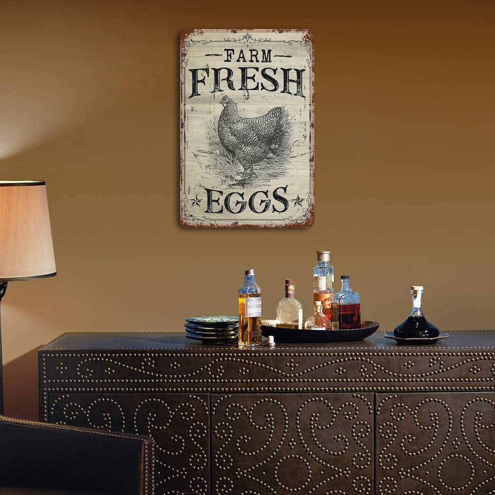 Poster In Metallo Vintage Con Razze Di Polli – Targa Decorativa 20x30 Cm – Arredo Rustico Per Bar, Pub, Cucina, Officina