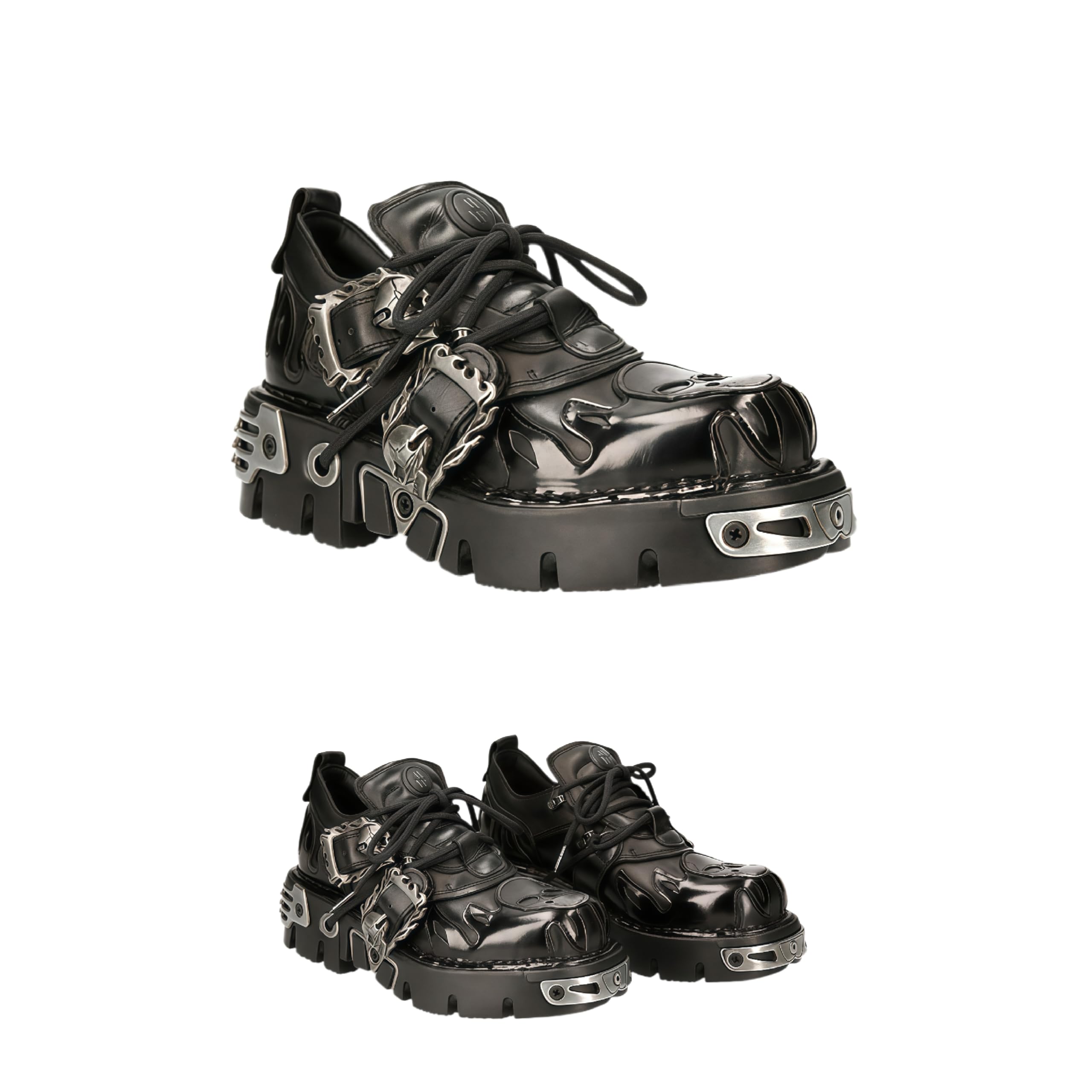 Womens Visual Kei Grunge Punk Goth Low - Top Platform Boots with Metal Buckles- Breathable Lining Non -