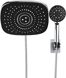 Veken 10'' Rain Shower Head with Handheld, High Pressure Rainfall Showerhead Combo with 5 Handheld Water Spray Modes for Bathroom Accessories, Home Decor, Detachable Dual Shower Heads, Chrome Silver